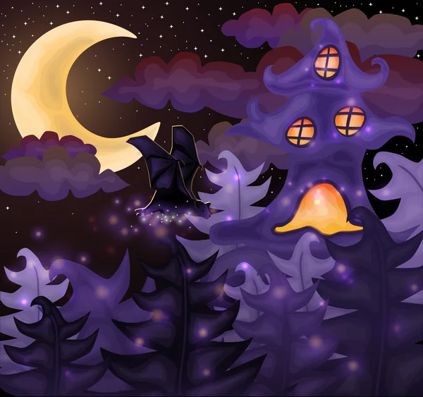 Halloween night wallpaper, vector illustration