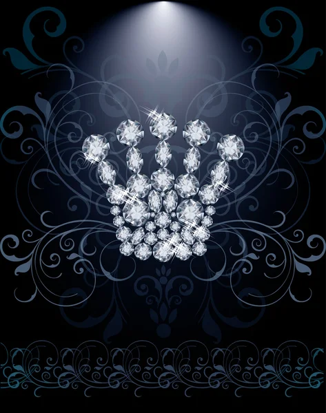 Diamond Queen crown VIP card, vector illustration