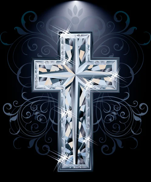 Christian diamonds Cross card, vector illustration