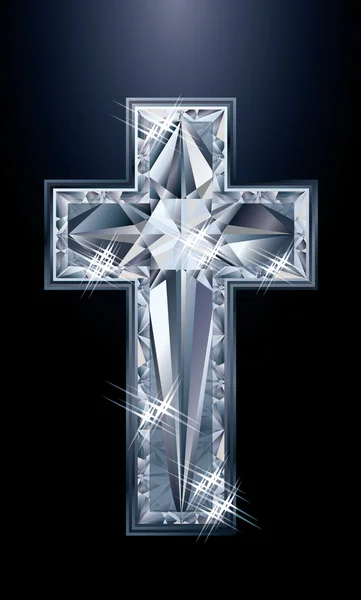 Diamonds brilliant christian cross, vector illustration