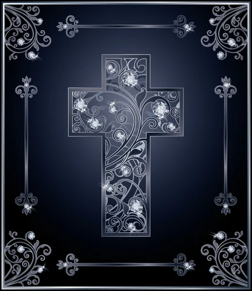 Diamond Easter cross cover design, vector illustration