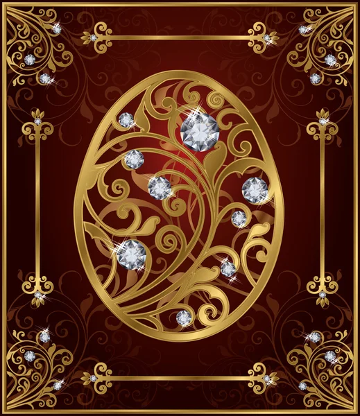 Golden diamonds easter egg, vector illustration