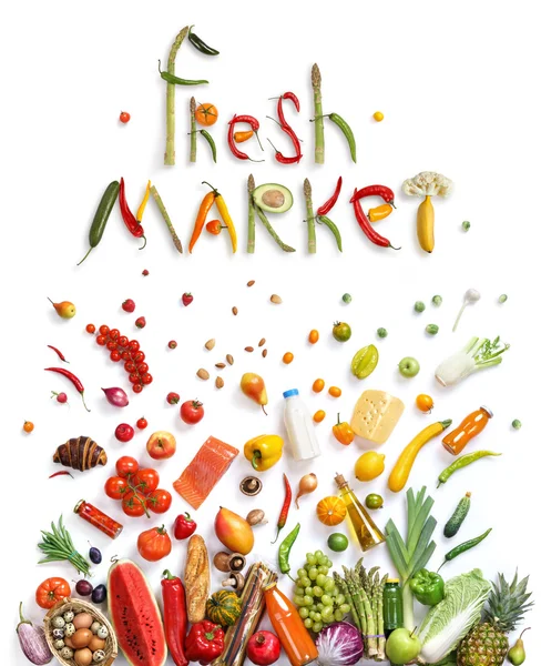 Fresh Market. Healthy food symbol represented by foods
