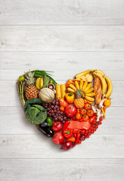 Heart symbol. Fruits diet concept. Healthy eating concept