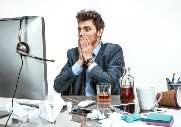 Businessman was horrified to look at the computer screen