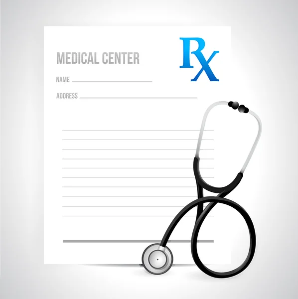Prescription and stethoscope illustration