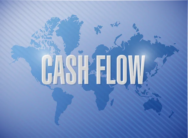 Cash flow world map sign concept