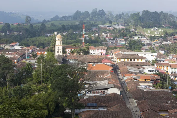 Aerial view of Salento within the coffee zone in Colombia