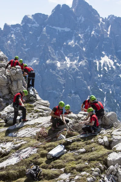 Rescue in the mountain of Dolomites, Italy