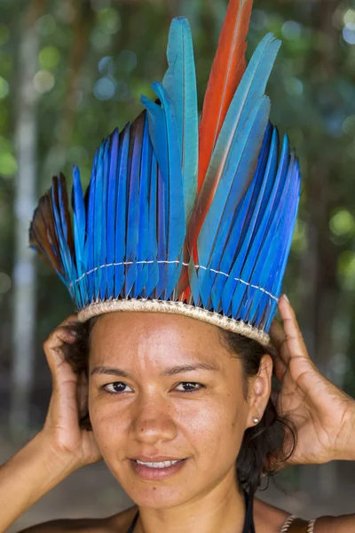 Cute Brazilian indian woman from tribe in Amazon, Brazil