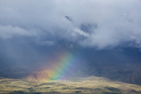 Rainbow at Mount Roraima in Gran Sabana with clouds. Venezuela