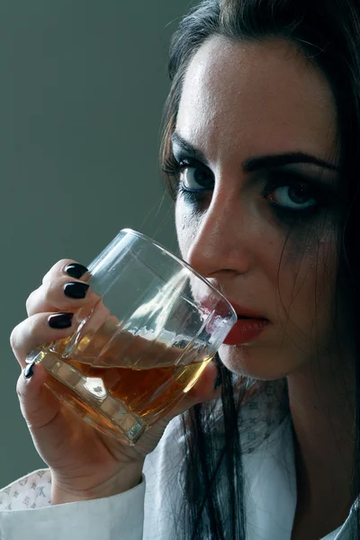 Woman in depression drink