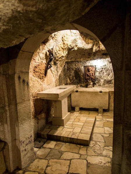 BETHLEHEM, Israel, July 12, 2015: The city of Bethlehem. Grotto of St. Jerome in the area Church St. Catherine and near the Basilica of the Nativity