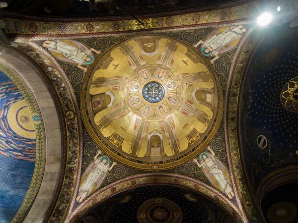 JERUSALEM, ISRAEL - JULY 13, 2015: The mosaic ceiling in The Church of All Nations (Basilica of the Agony)