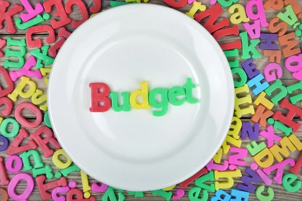 Budget word on plate