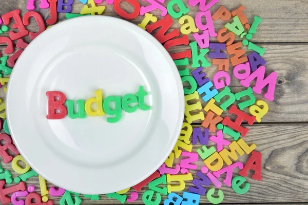Budget word on plate