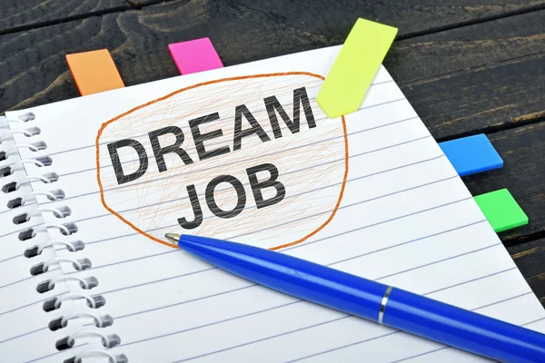 Dream job word on notepad