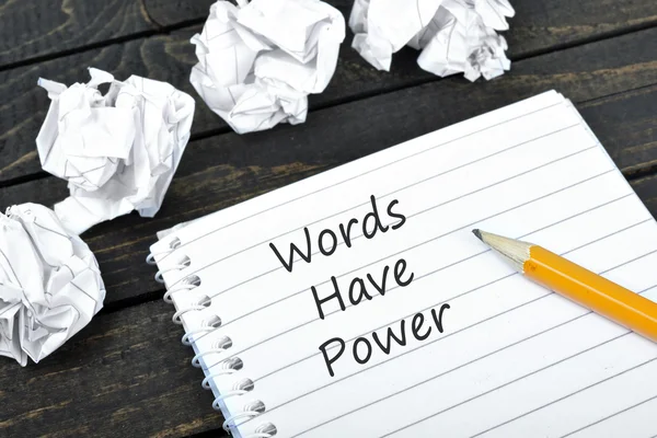 Words have power text on notepad