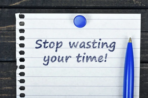 Stop wasting time text on page and pen