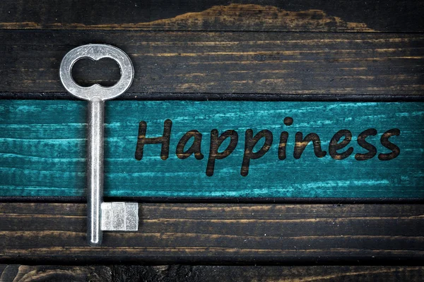 Happiness word and old key