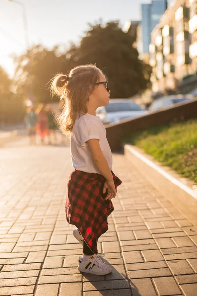 hipster little girl on street