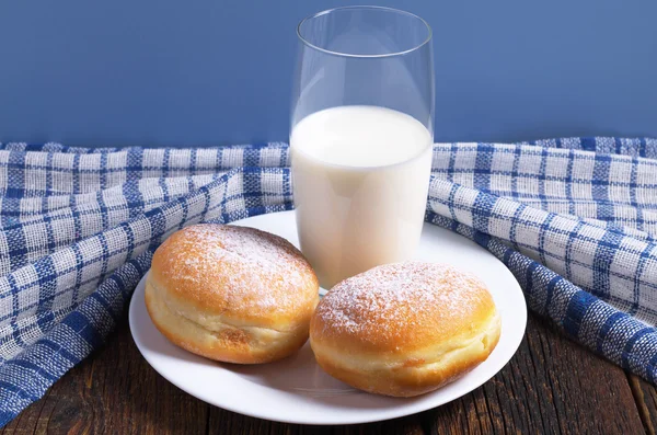 Two donuts and milk