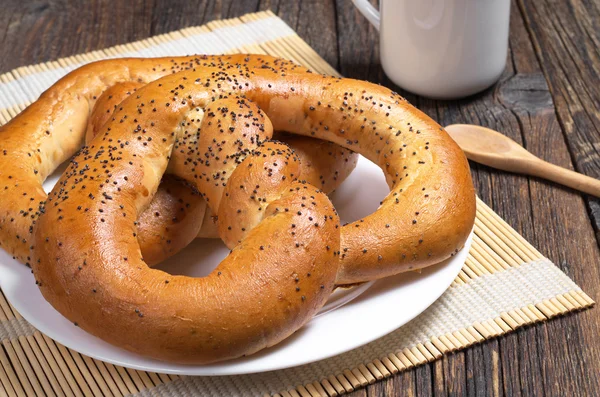 Sweet pretzels with coffee