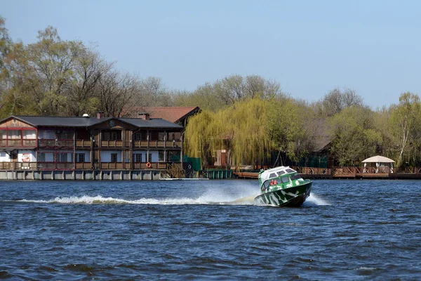 Patrol boat on the river Moscow.