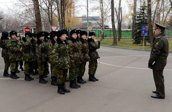 Classes in drill in the cadet corps of the police