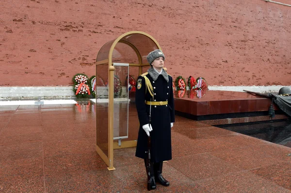 The honor guard at the Tomb of the Unknown Soldier in the Alexander garden. Post number 1.