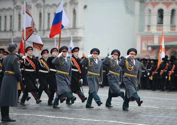 The cadets  of the Moscow Suvorov military school  at the parade on Red Square in Moscow.