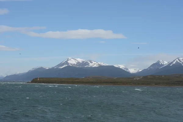 The Beagle channel separating the main island of the archipelago of Tierra del Fuego and lying to the South of the island.