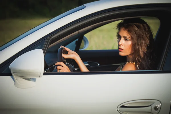 Young woman drive car