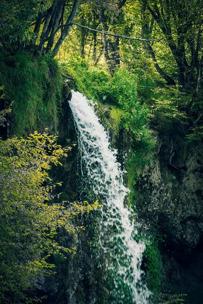 Small mountain river waterfall