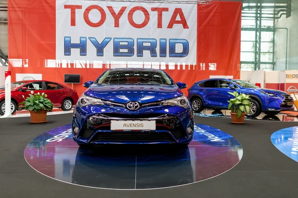 BUCHAREST - OCTOBER 2: A Toyota Hybrid display at the 2015 Bucharest Auto Show (SAB) on October 2, 2015 in Bucharest, Romania.