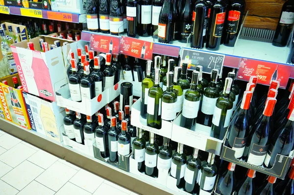 Supermarket wine bottles