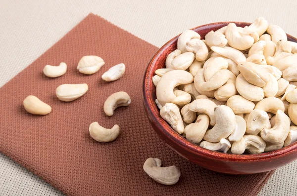 Close Up view on raw cashew nuts for vegetarian food