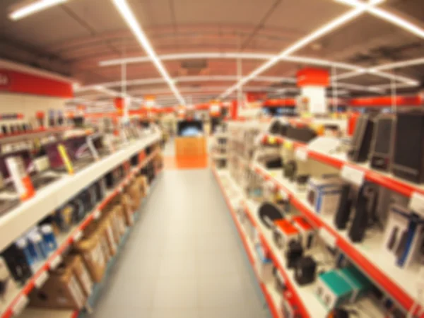 Defocused and blurry image of the store computer equipment