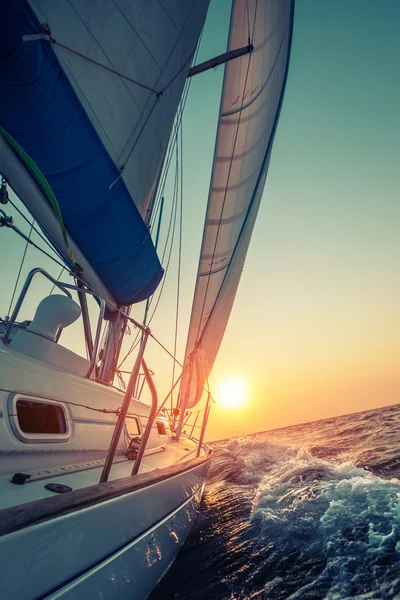 Sail boat moving in the sea