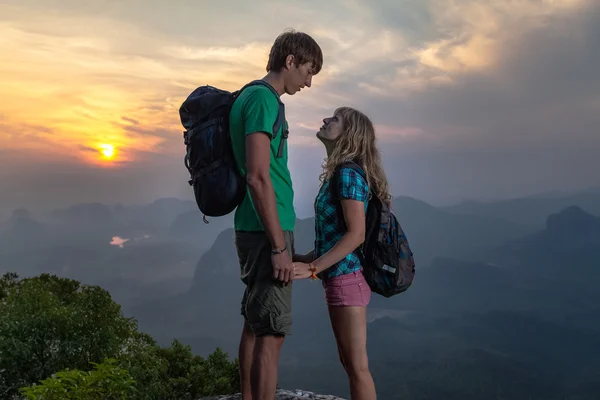 Couple in love on the mountain