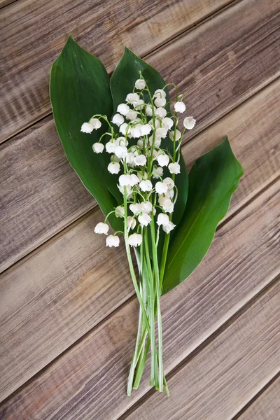 Lilies of the valley on wood