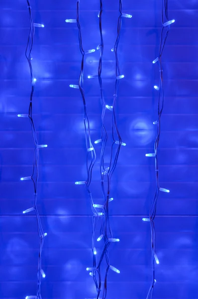 Blue LED lights at night