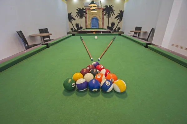 Billiards pool table in a games room
