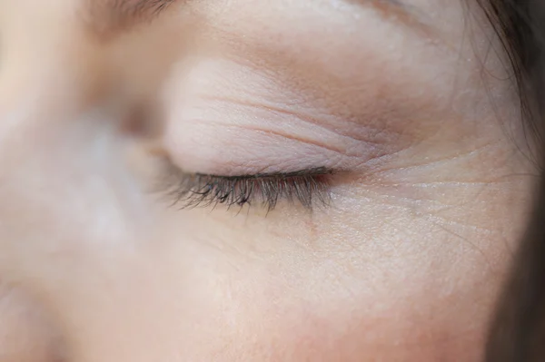 Closeup of womans eye lash