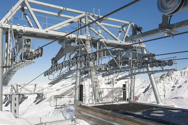 Top of a cable car lift in a ski resort