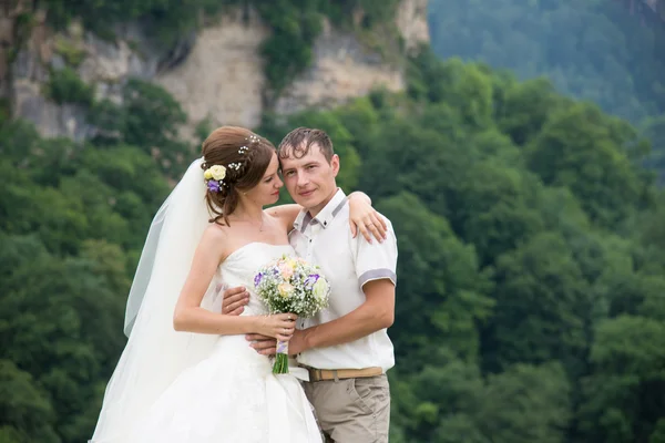 Beautiful married couple in the wedding day