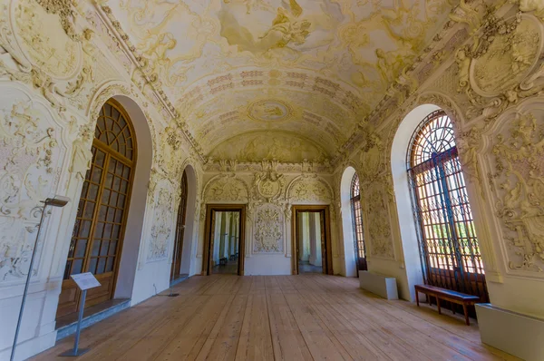 Schleissheim, Germany - July 30, 2015: Inside main palace building, rooms with incredible paintings, decorations, details and ornaments in true european traditional architecture