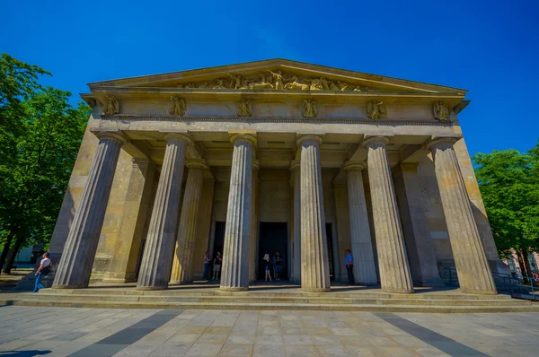 BERLIN, GERMANY - JUNE 06, 2015: Frontal facade of Neue Wache museum, mother and son died inside. Monument for war victims