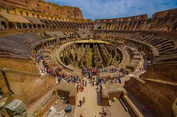 ROME, ITALY - JUNE 13, 2015: Inside view of Roman Coliseum, each year a lot of tourists visit this historical great monument