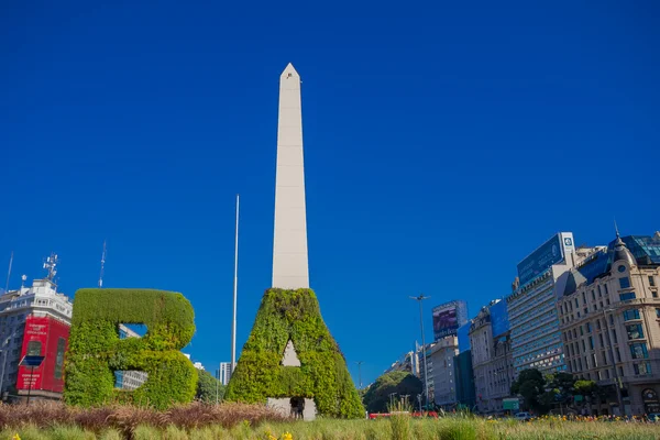 BUENOS AIRES, ARGENTINA - MAY 02, 2016: Historical monument of the city of buenos aires called: el obelisco, builded in 1936 commemorating the 400 years of fundation of the city